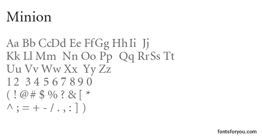 Schriftart Minion – Alphabet, Zahlen, spezielle Symbole