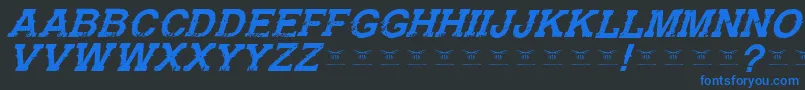 フォントGunfighteracademyItalic – 黒い背景に青い文字