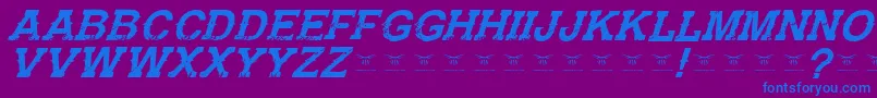 GunfighteracademyItalic-Schriftart – Blaue Schriften auf violettem Hintergrund