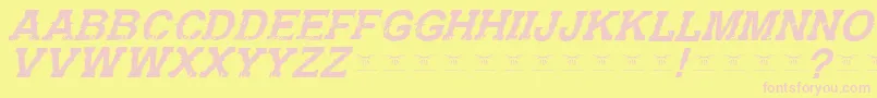 GunfighteracademyItalic-fontti – vaaleanpunaiset fontit keltaisella taustalla
