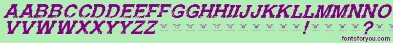 フォントGunfighteracademyItalic – 緑の背景に紫のフォント