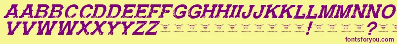 GunfighteracademyItalic Font – Purple Fonts on Yellow Background