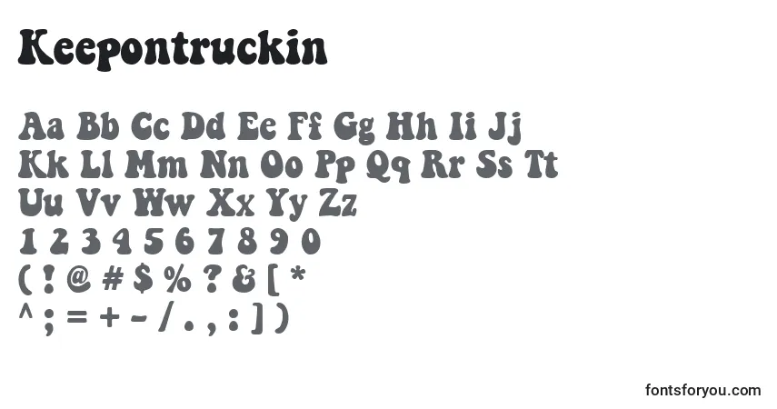 Schriftart Keepontruckin – Alphabet, Zahlen, spezielle Symbole