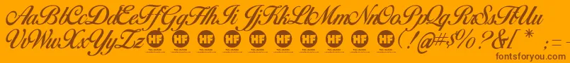 BirdsOfParadisePersonalUseOnly-Schriftart – Braune Schriften auf orangefarbenem Hintergrund