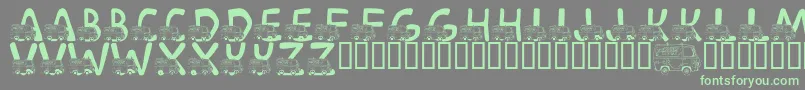LmsMysteryMachine-fontti – vihreät fontit harmaalla taustalla