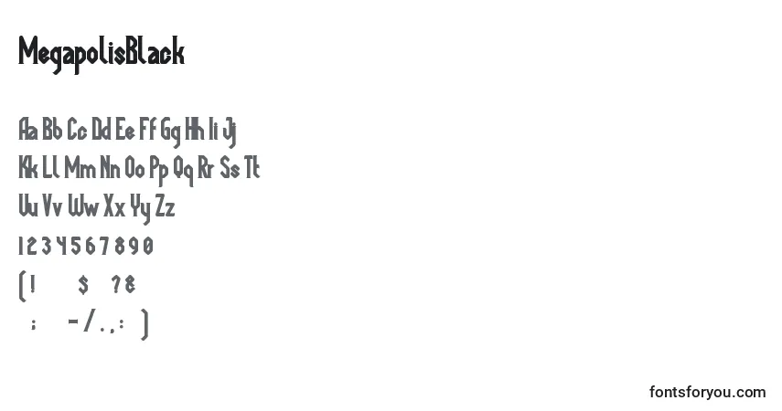 Schriftart MegapolisBlack (103754) – Alphabet, Zahlen, spezielle Symbole