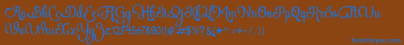 AtlantisHeartFree-fontti – siniset fontit ruskealla taustalla
