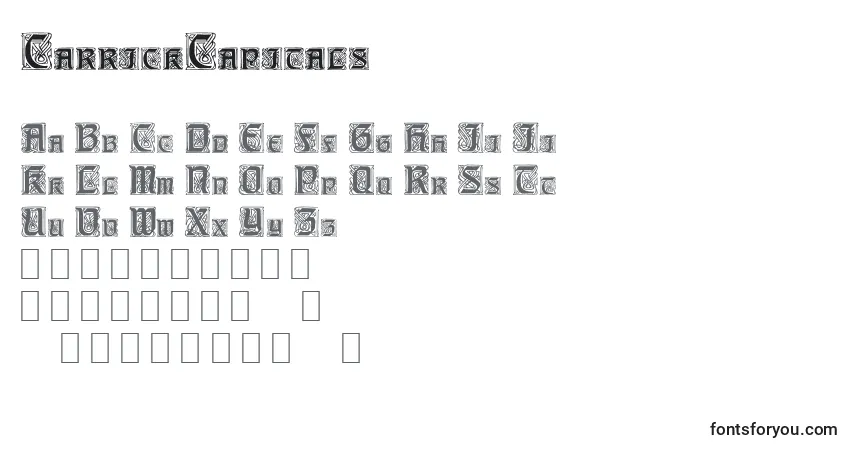 Schriftart CarrickCapitals – Alphabet, Zahlen, spezielle Symbole