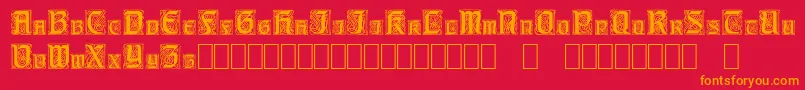 CarrickCapitals-Schriftart – Orangefarbene Schriften auf rotem Hintergrund