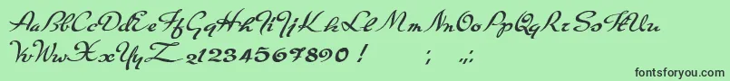 Carpete-Schriftart – Schwarze Schriften auf grünem Hintergrund
