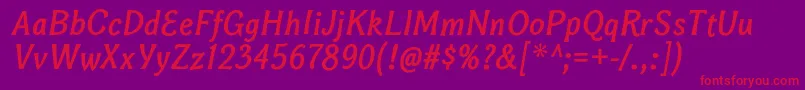 BonoborgBolditalic-Schriftart – Rote Schriften auf violettem Hintergrund