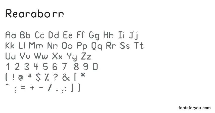 Schriftart Rearaborn – Alphabet, Zahlen, spezielle Symbole