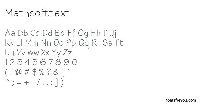Schriftart Mathsofttext – Alphabet, Zahlen, spezielle Symbole