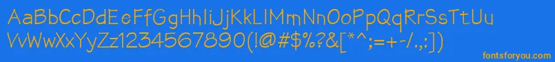 Mathsofttext-Schriftart – Orangefarbene Schriften auf blauem Hintergrund