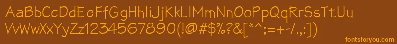 Saiba mais sobre a fonte Mathsofttext Fonte Mathsofttext – fontes laranjas em um fundo marrom