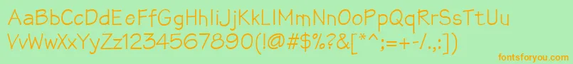 Saiba mais sobre a fonte Mathsofttext Fonte Mathsofttext – fontes laranjas em um fundo verde