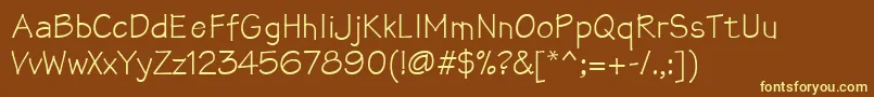 Mathsofttext-fontti – keltaiset fontit ruskealla taustalla