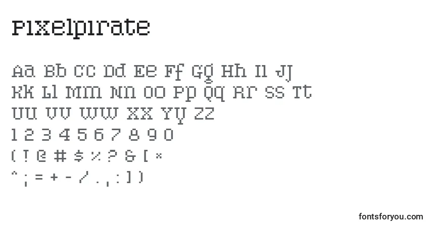 Шрифт Pixelpirate – алфавит, цифры, специальные символы