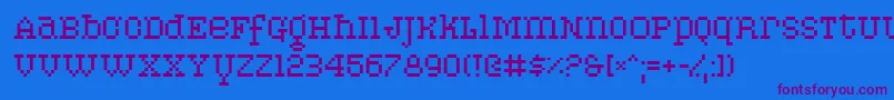 Czcionka Pixelpirate – fioletowe czcionki na niebieskim tle