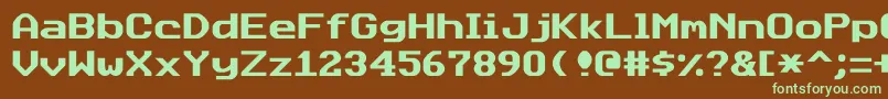 フォントDatasunjustified – 緑色の文字が茶色の背景にあります。