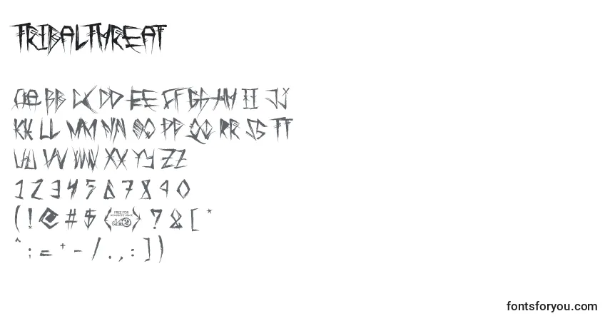 Schriftart TribalThreat (103767) – Alphabet, Zahlen, spezielle Symbole