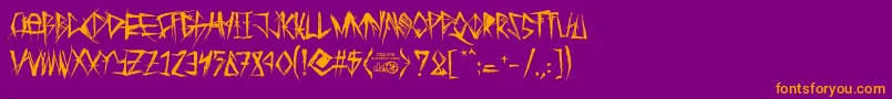 TribalThreat-Schriftart – Orangefarbene Schriften auf violettem Hintergrund