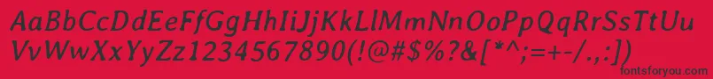 AveriaItalic-Schriftart – Schwarze Schriften auf rotem Hintergrund