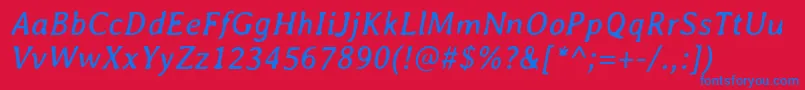 Fonte AveriaItalic – fontes azuis em um fundo vermelho