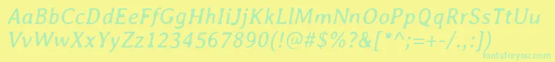 AveriaItalic Font – Green Fonts on Yellow Background