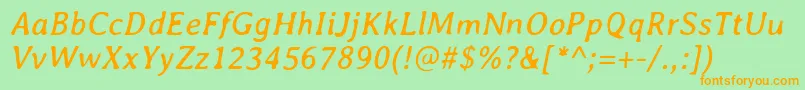 AveriaItalic Font – Orange Fonts on Green Background