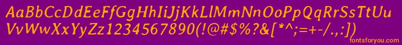 AveriaItalic Font – Orange Fonts on Purple Background