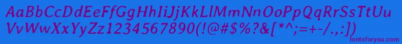 AveriaItalic Font – Purple Fonts on Blue Background