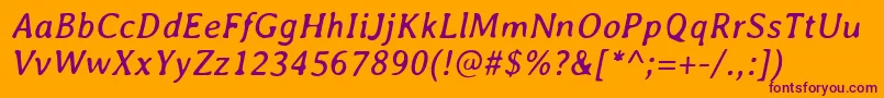 AveriaItalic Font – Purple Fonts on Orange Background
