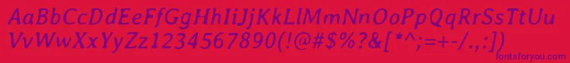 Fonte AveriaItalic – fontes roxas em um fundo vermelho