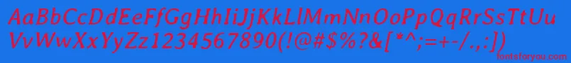 AveriaItalic Font – Red Fonts on Blue Background
