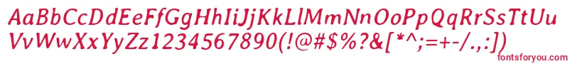 フォントAveriaItalic – 白い背景に赤い文字