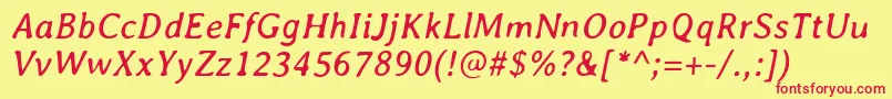 AveriaItalic-Schriftart – Rote Schriften auf gelbem Hintergrund