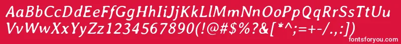 AveriaItalic-fontti – valkoiset fontit punaisella taustalla