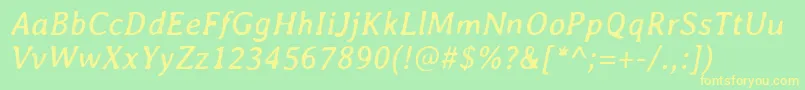 AveriaItalic Font – Yellow Fonts on Green Background
