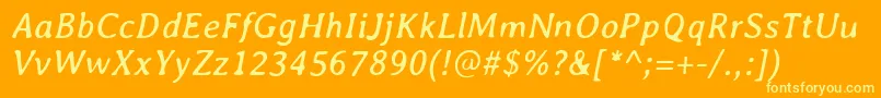 AveriaItalic Font – Yellow Fonts on Orange Background