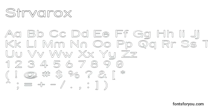 A fonte Strvarox – alfabeto, números, caracteres especiais
