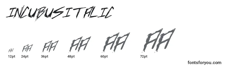 Размеры шрифта IncubusItalic