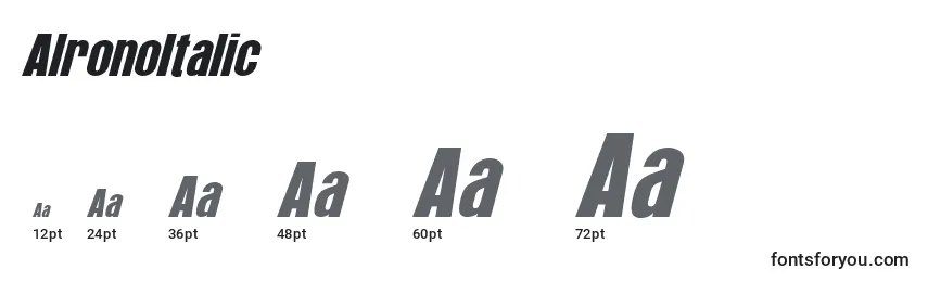 Размеры шрифта AlronoItalic