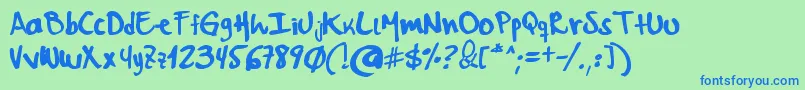 Weitere Informationen zur Myword-Schriftart Myword-Schriftart – Blaue Schriften auf grünem Hintergrund