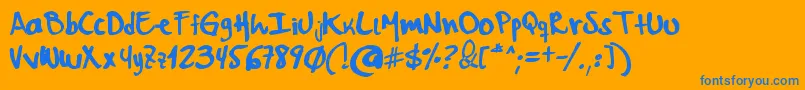 Myword-Schriftart – Blaue Schriften auf orangefarbenem Hintergrund
