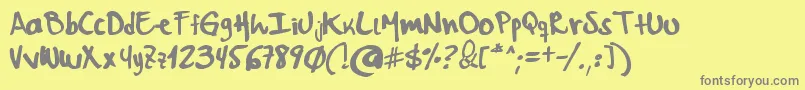 Saiba mais sobre a fonte Myword Fonte Myword – fontes cinzas em um fundo amarelo