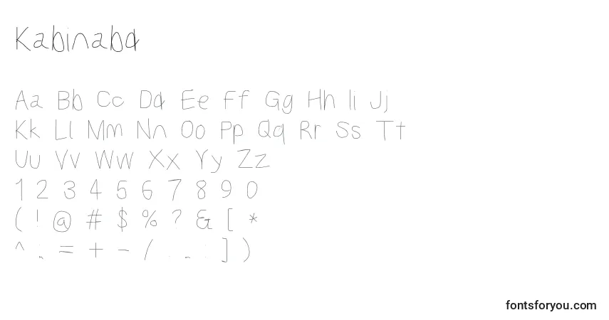 Kabinabd-fontti – aakkoset, numerot, erikoismerkit