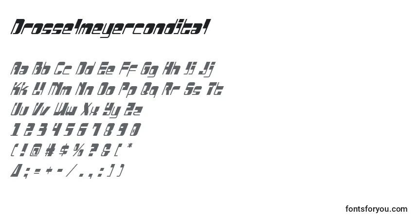 A fonte Drosselmeyercondital – alfabeto, números, caracteres especiais