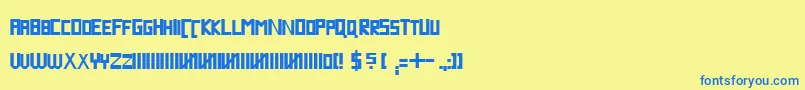 フォントBlockline – 青い文字が黄色の背景にあります。