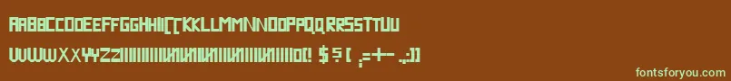 フォントBlockline – 緑色の文字が茶色の背景にあります。